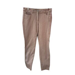 White House Black Market WHBM Skimmer Jeans Ankle Zippers Tan Size 6 Pre-Own EUC